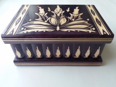 New big huge deep violet wooden jewelry magic puzzle box adventure hunt treasure
