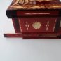 New big huge red wooden wizard jewelry puzzle magic case box hidden brain teaser