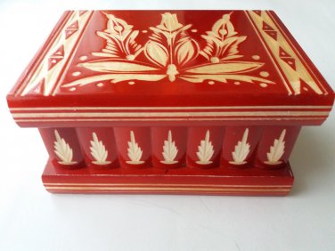 New modern red handmade wooden wizard jewelry puzzle magic box brain teaser