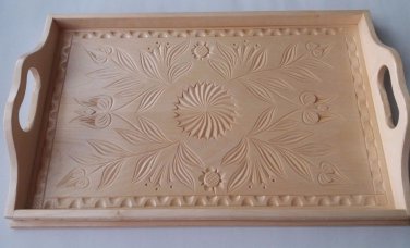 Tray salver plate home decor serving dish unique big carved natural maple wood