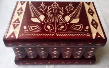 New handcrafted artisan wooden puzzle box secret jewelry storage magic box case