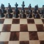 Brown chess set backgammon checkers chesspiece carved beech wood chessboard box
