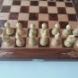 Brown chess set backgammon checkers chesspiece carved beech wood chessboard box