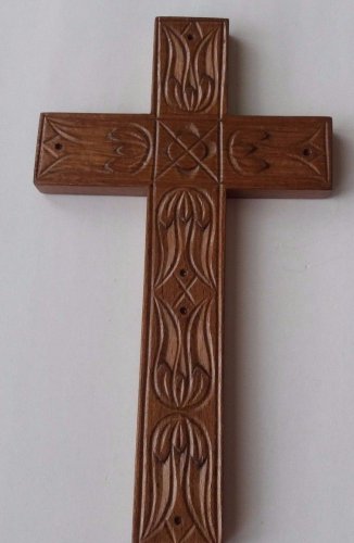 Handcarved brown 8.26x4.72'' wooden cross decorative wall cross crucifix art