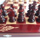 New big red chess backgammon checkers handcarved beech wood chessboard box gift