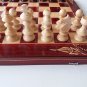 New big red chess backgammon checkers handcarved beech wood chessboard box gift