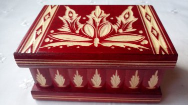 New red puzzle box wooden wizard mystery jewelry magic box secret brain teaser