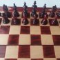 New red carved beech wood chessboard box hazel wood chess piece board game gift