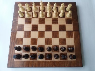 New beech wood chessboard box backgammon checkers hazel wood chess piece set