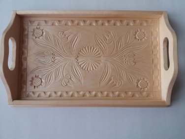 Natural maple wood small carved tray salver plate home decor serving dish unique