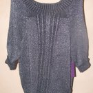 New Womens Sz M Gloria Vanderbilt Pullover Black/Silver S/S Sweater