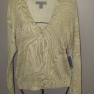 New Womens Sz M Josephine Chaus Gold Shimmery Button Front Sweater $69