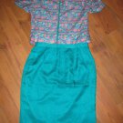 Stunning Sz 16 Green 100% Silk Adrianna Papell 2 pc Womans Suit EUC