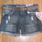New Jr. Sz 5 Wallflower Cuffed Distressed Back Flap Blue Jean Shorts w/Belt