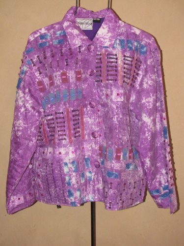 Womens One Size Silverstream 100% Silk Button Front Jacket EUC
