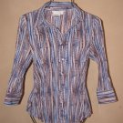 Womens Sz S Fred David Stretch Button Front Crinkle Blouse EUC