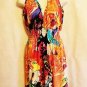 WOMEN SUMMER TROPICAL SUNDRESS PINK/ORANGE SIZE M