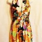 WOMEN SUMMER TROPICAL SUNDRESS ORANGE/GOLD SIZE L