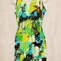 WOMEN SUMMER TROPICAL SUN DRESS AQUA/GREEN/YELLOW SIZE XL