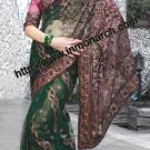 Splendorous Green Net Designer Saree Bridal Wedding Party Wear Sari SW632