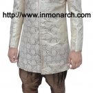 Silver Cream Groom Indo Western 38R Ready to Ship Wedding Men's Wear IN431