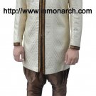 Handsome Cream Brocade Indo Western 38R Ready to Ship Wedding Men's Wear IN429