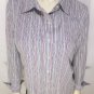 C112 NEW "SIZE S" PURPLE GREEN TRENDY BUTTON DOWN STRIPED CAREER WOMENS SHIRT