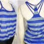B661 NEW SIZE M BLUE STRIPED SOFT TWIST WEAVE STRAPS TANK TOP WOMENS SHIRT