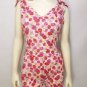 A822 NEW XL FLORAL PINK RED LITE SUMMER BUTTON BACK WOMENS JR ROMPER OUTFIT