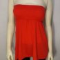R009 NEW SZ M RED SMOCK SCRUNCH TUBE TOP HALTER SUMMER FASHION WOMEN SHIRT