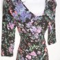 N994 NEW SZ XL SOFT FLORAL FUSION BLACK PINK GREEN 3/4 SLEEVE RUE 21 WOMAN SHIRT