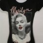 YJY5 NEW SIZE S MARILYN MONROE BLACK RED SEXY POSE XO GLITTER WOMANS SHIRT