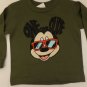 MIC8 NEW SIZE 3T MICKEY MOUSE SHADES DISNEY BOYS CLASSIC FUNNY ARMY GREEN SHIRT