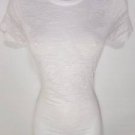 WBB6 NEW SZ S SEXY BURNOUT SHEER WHITE SUMMER  ROCKSTAR  DESIGNER WOMAN SHIRT