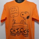 SNP9 NEW SIZE M SNOOPY WOODSTOCK CHARLIE BROWN CHICKS MAKE NO SENSE MEN  SHIRT