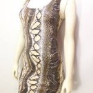 NEW SZ M BROWN TAN BLACK SEXY FAUX SNAKE SKIN COCKTAIL FORM FITTING WOMEN DRESS