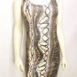 NEW SZ M BROWN TAN BLACK SEXY FAUX SNAKE SKIN COCKTAIL FORM FITTING WOMEN DRESS