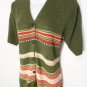 LTC4 NEW SIZE M GREEN STRIPED VERSATILE BUTTON UP CARDIGAN SWEATER SHIRT WOMANS