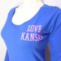 NEW SIZE L BLUE PINK KANSAS UNIVERSITY KU JAYHAWKS SOFT LONG SLEEVE WOMENS SHIRT