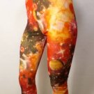 E331 NEW SIZE 2X RED FIRE SPACE MOONS EXPLODING FASHION CAPRI LEGGINGS TIGHTS