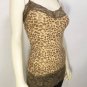 JI88 NEW SZ S BROWN LEOPARD ANIMAL LACE TRIM SEXY FITTED TANK TOP WOMAN SHIRT