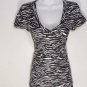 77B2 NEW SIZE M COUTURE BLACK WHITE ZEBRA CASUAL SUMMER SOFT FITTED WOMANS SHIRT