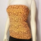NEW SIZE L NEON ORANGE LEOPARD TUBE HALTER TOP FASHION SOFT ANIMAL WOMEN SHIRT