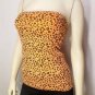 NEW SIZE L NEON ORANGE LEOPARD TUBE HALTER TOP FASHION SOFT ANIMAL WOMEN SHIRT