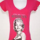 VV1 NEW SZ S MARiLYN MONROE HOT PINK SOFT V NECK GLAM FASHiON JR'S WOMEN SHIRT