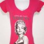 VV1 NEW SZ S MARiLYN MONROE HOT PINK SOFT V NECK GLAM FASHiON JR'S WOMEN SHIRT