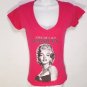 VV1 NEW SZ S MARiLYN MONROE HOT PINK SOFT V NECK GLAM FASHiON JR'S WOMEN SHIRT