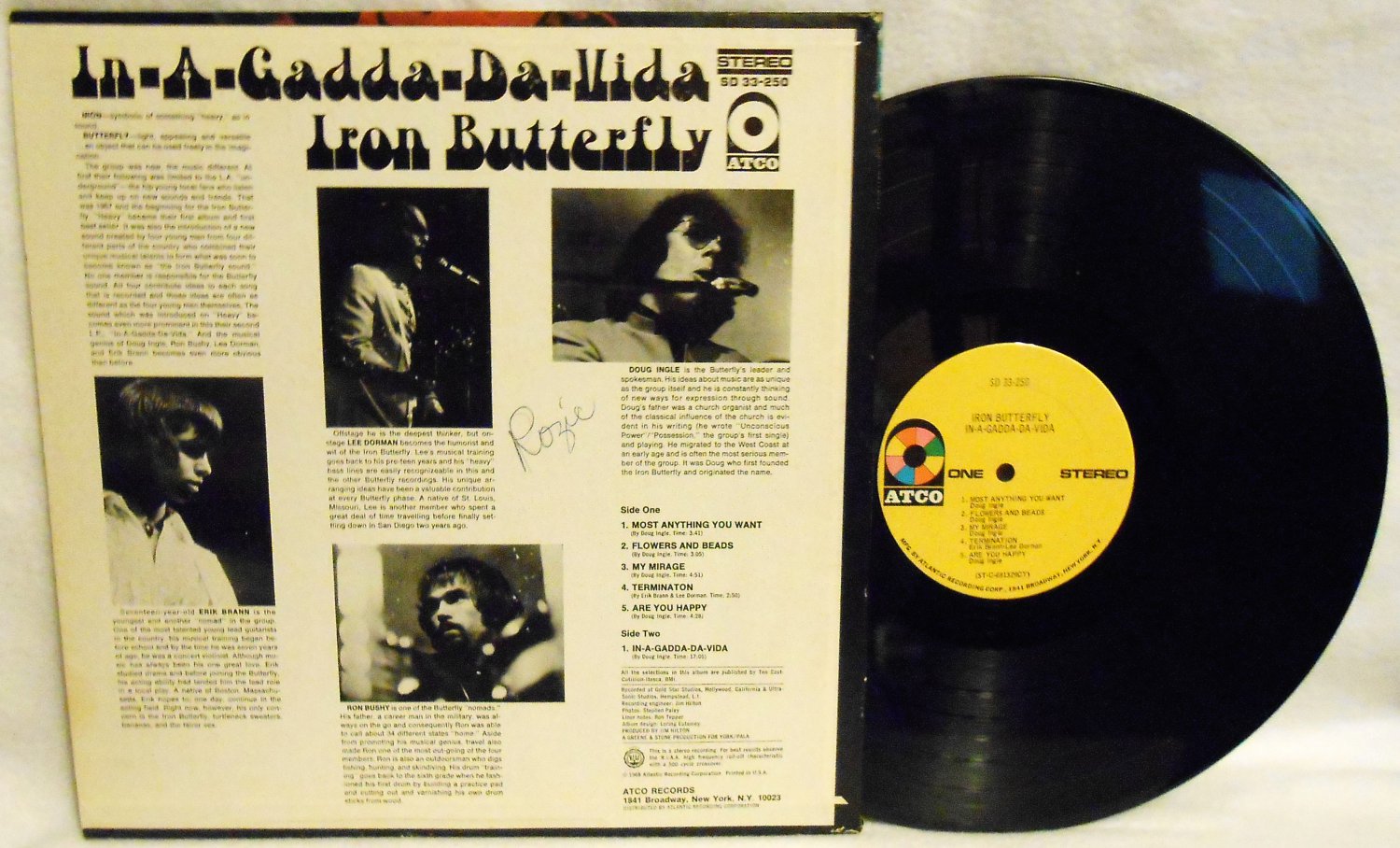 1969 IRON BUTTERFLY "INAGADDADAVIDA" VINYL MUSIC RECORD LP ALBUM