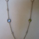Judith Ripka Multi Stone Fruit Necklace Crystal Quartz Mother of Pearl Silver