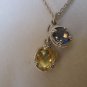 Judith Ripka 2 Stone Blue Quartz & Canary Crystal Drop Necklace Sterling Silver